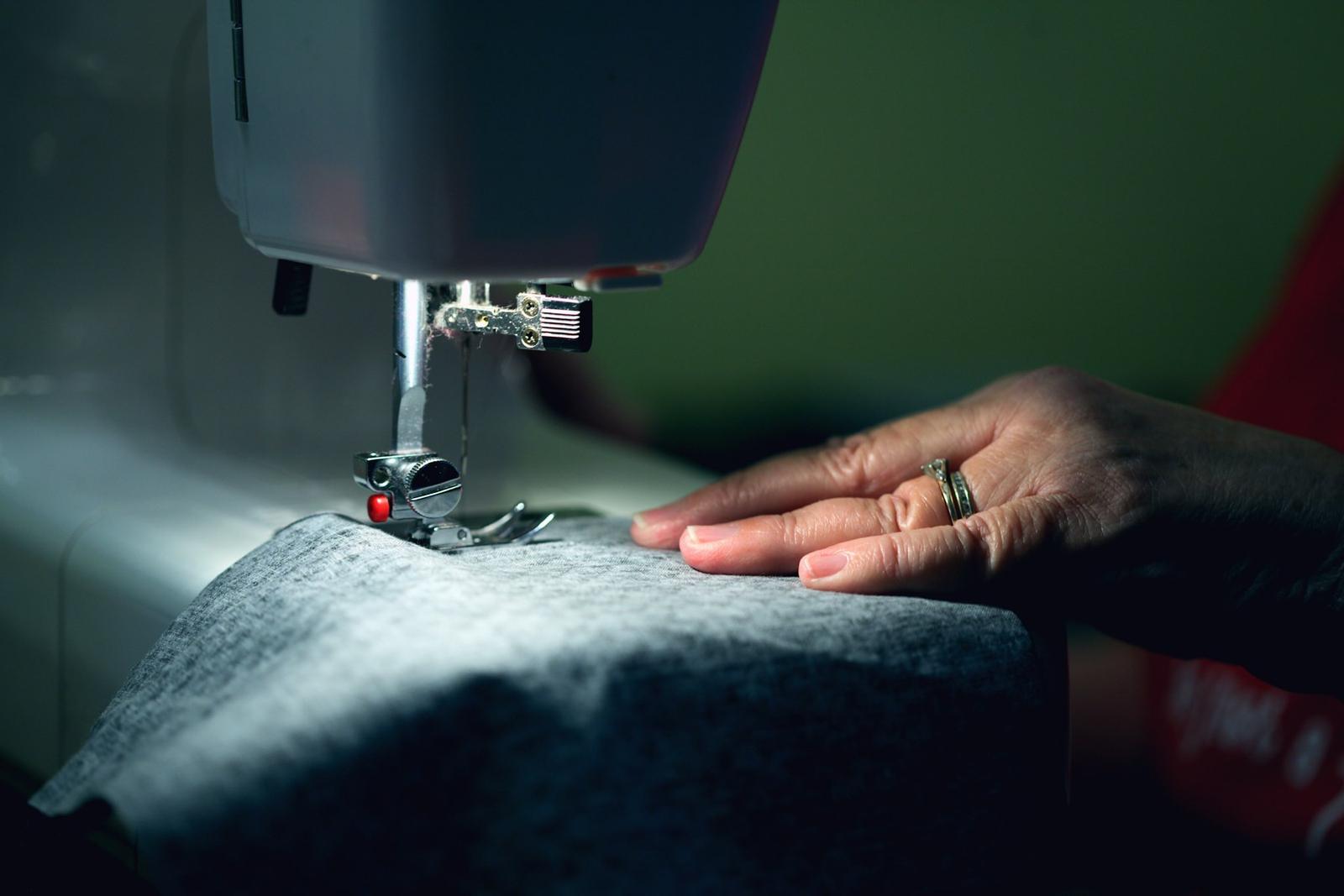 Stitching fabric on an industrial sewing machine